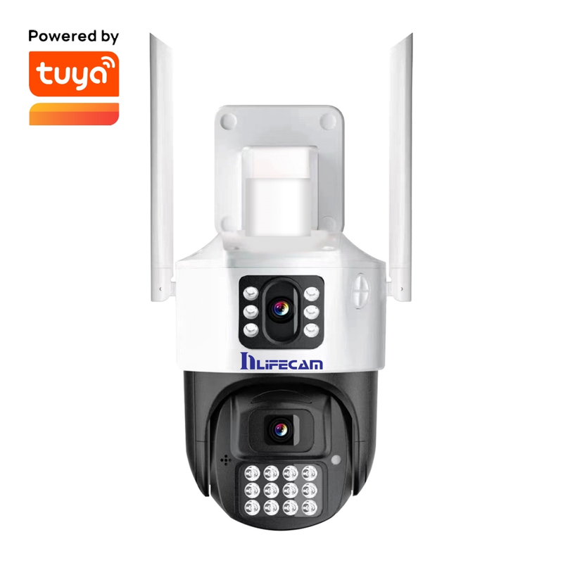 3.0MP Tuya Smart APP WiFi Outdoor Security Camera Double Lens HD Wireless PTZ Ai Auto Tracking Full Color Night Vision IP camera