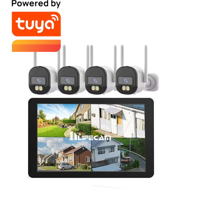 inLifeCam Tuya Smart APP 4CH 3.0MP Color Night Wireless NVR Security System WIFI IP Kit Touch NVR Monitor WIFI6 Suppoort ONVIF