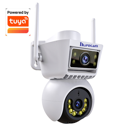  Tuya Smart APP3.0MP+3.0MP HD IP Camera Outdoor WiFi Dual Lens PTZ Camera 3MP Auto Tracking Video Surveillance Alarm