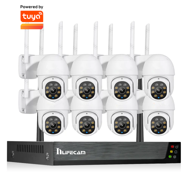 inLifeCam Tuya Smart APP 8CH Outdoor Wireless Surveillance Security System WIFI IP Kit Ptz IP Camera cctv Camera Sets