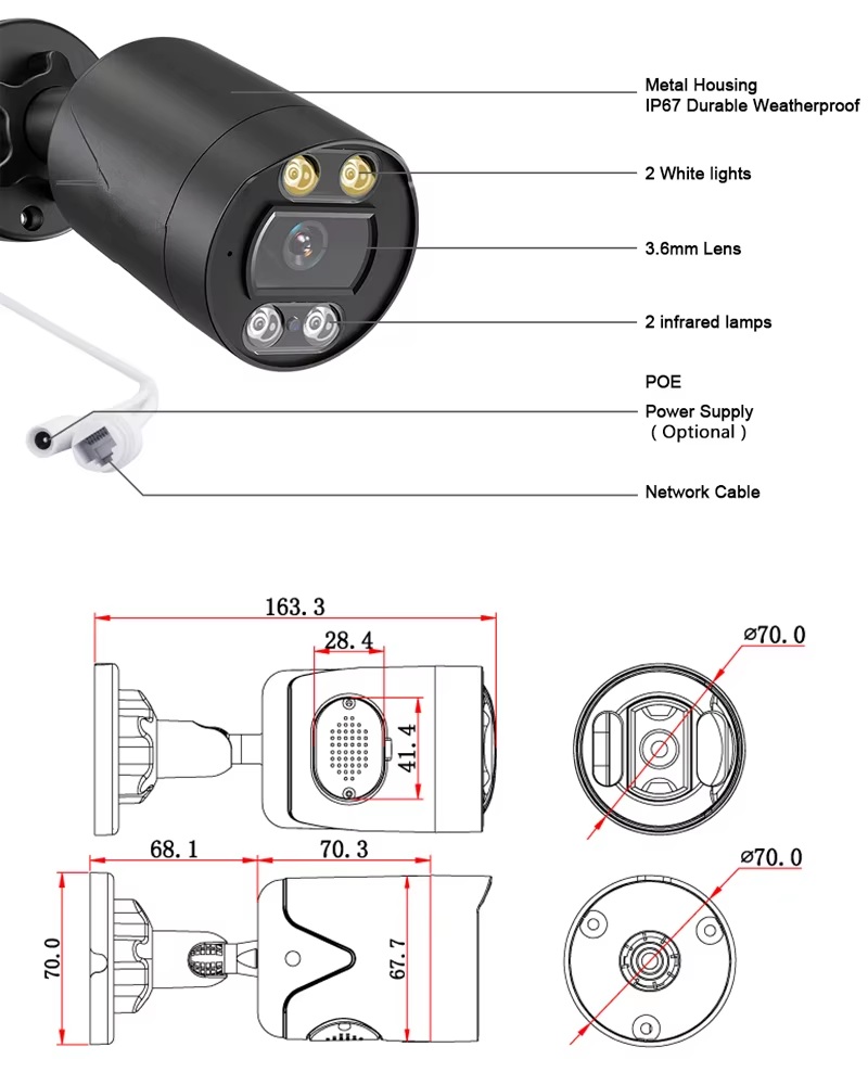 inLifeCam Tuya Smart APP 4CH Outdoor Bullet Metal POE NVR Kit Security Surveillance IP Camera System AI Motion Detection